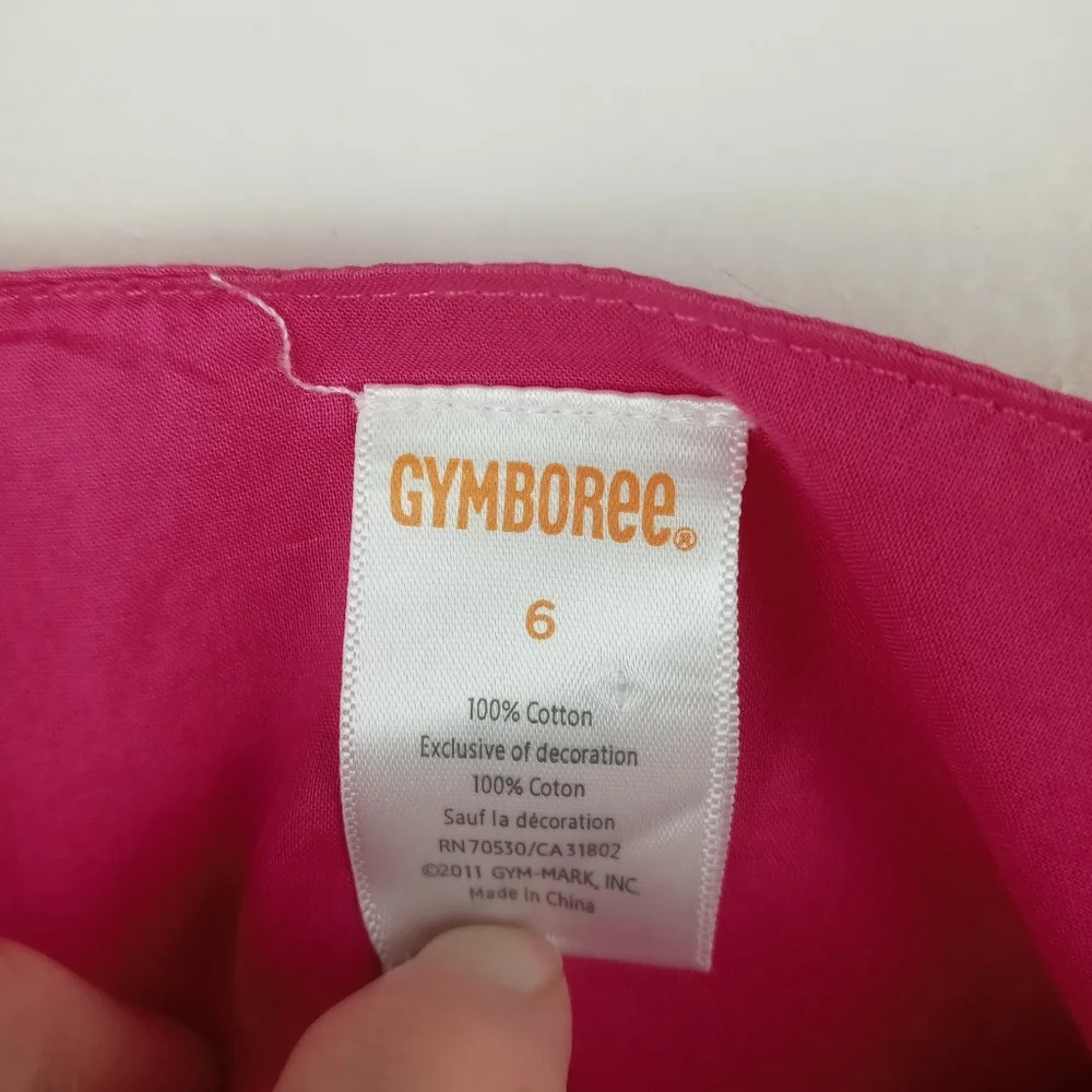 Gymboree girls size 6 bright pink tulip ribbon bow on straps blouse layered